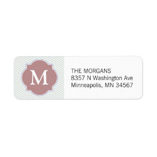 Grey & Rosy Brown Modern Chevron Custom Monogram