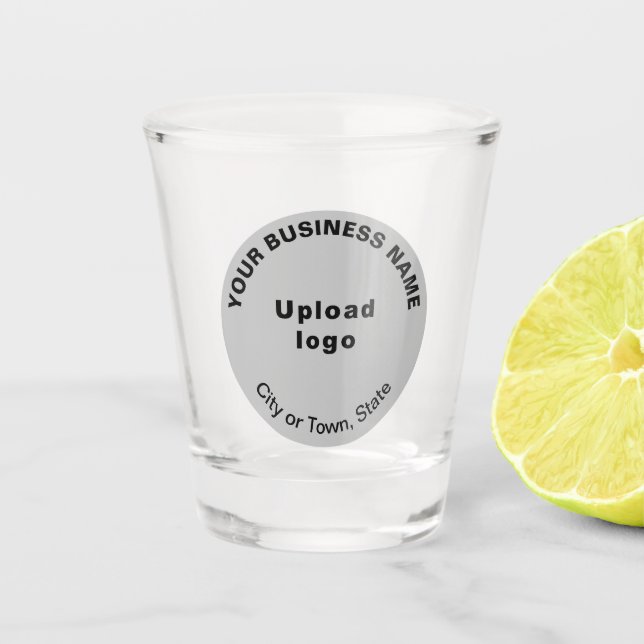Grey Round Business Brand on Shot Glass (Front)