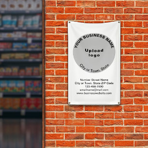 Grey Round Shape Business Brand on Banner