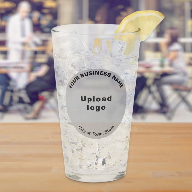 Grey Round Shape Business Brand on Glass Cup (Build brand name awareness. Gray round business brand on glass cup.)