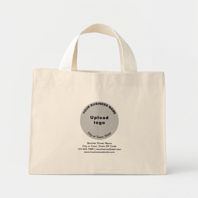 Grey Round Shape Business Brand on Mini Tote Bag (Front)