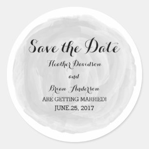 Grey Round Watercolor Save the Date Stickers