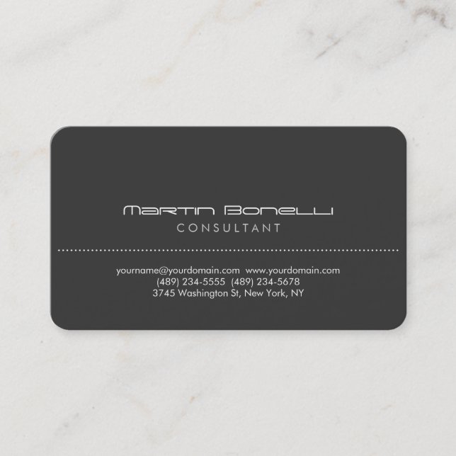 Grey Rounded Corner Script Business Card (Front)