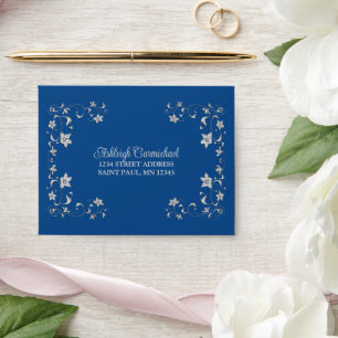 Grey, Royal Blue Wedding A2 Size RSVP Envelope