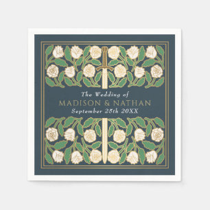 Grey Royal Mediaeval Gold Floral Sword Wedding Napkin