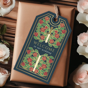 Grey Royal Mediaeval Gold Sword Wedding Welcome Gift Tags
