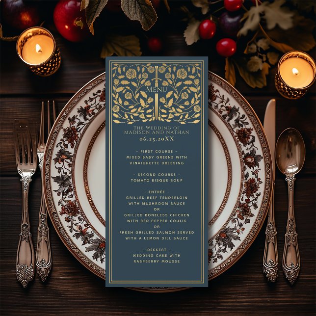 Grey Royal Mediaeval Sword Wedding Flat Menu (Creator Uploaded)