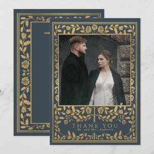 Grey Royal Mediaeval Sword Wedding Thank You Card