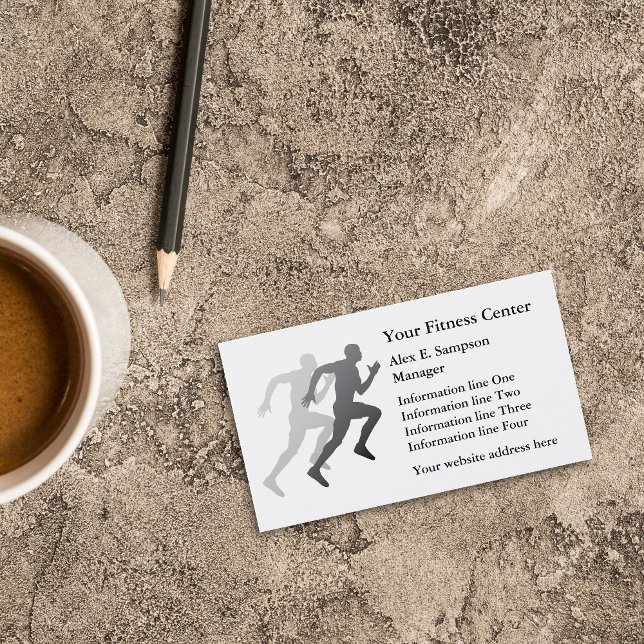Grey Runner Fitness Business Template Business Card (Creator Uploaded)
