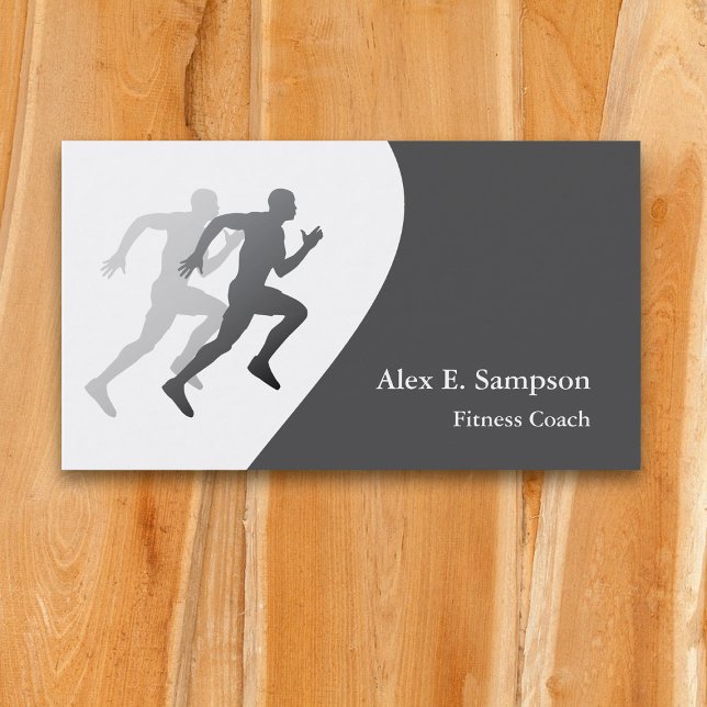Grey Runner Fitness Coach Business Template Business Card (Creator Uploaded)