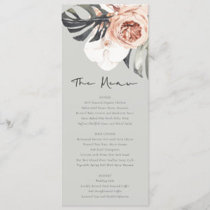 GREY RUST MONSTRERA FLORAL WATERCOLOR WEDDING MENU