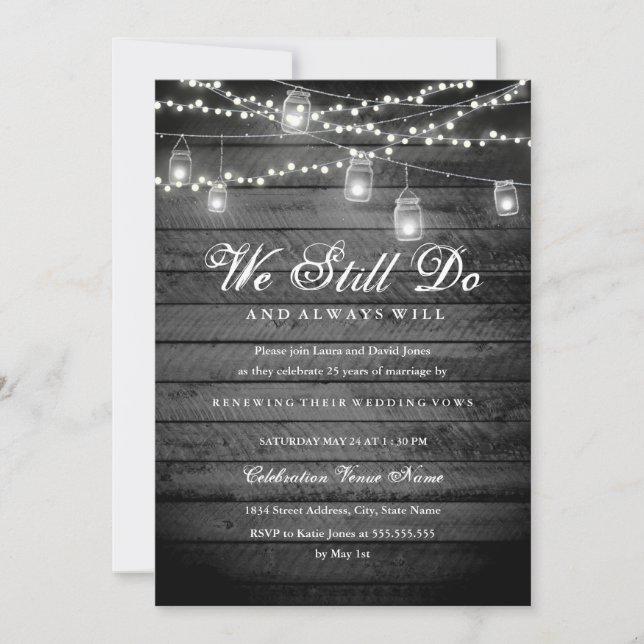 Grey Rustic Backyard Vow Renewal Anniversary Invitation (Front)