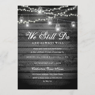 Grey Rustic Backyard Vow Renewal Anniversary Invitation