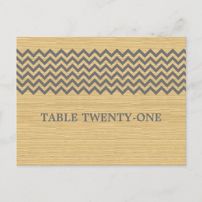 Grey Rustic Chevron Table Number Postcard (Front)
