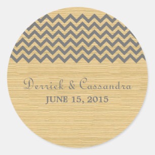 Grey Rustic Chevron Wedding Stickers