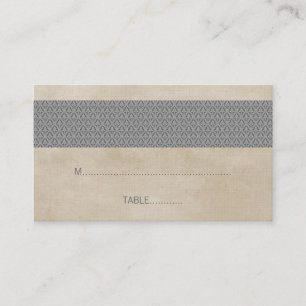 Grey Rustic Damask Wedding Place Card
