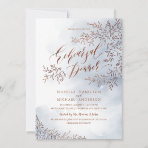 Grey rustic floral calligraphy rehearsal dinner invitation