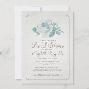 Grey Rustic Floral/Flower Bridal Shower Invitation