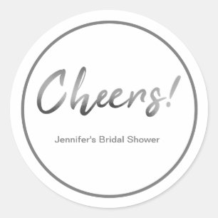 Grey Rustic Hand Lettering Cheers bridal shower  Classic Round Sticker