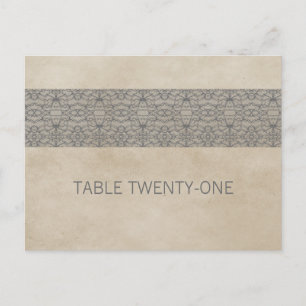 Grey Rustic Lace Table Number Postcard