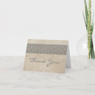 Grey Rustic Lace Thank You Card