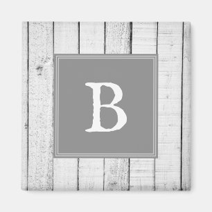 Grey Rustic Monogram Magnet