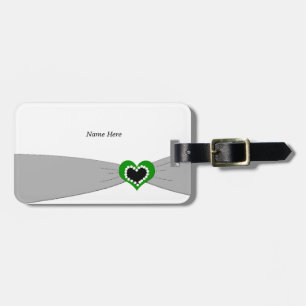 Grey Sash with Green Heart Luggage Tag