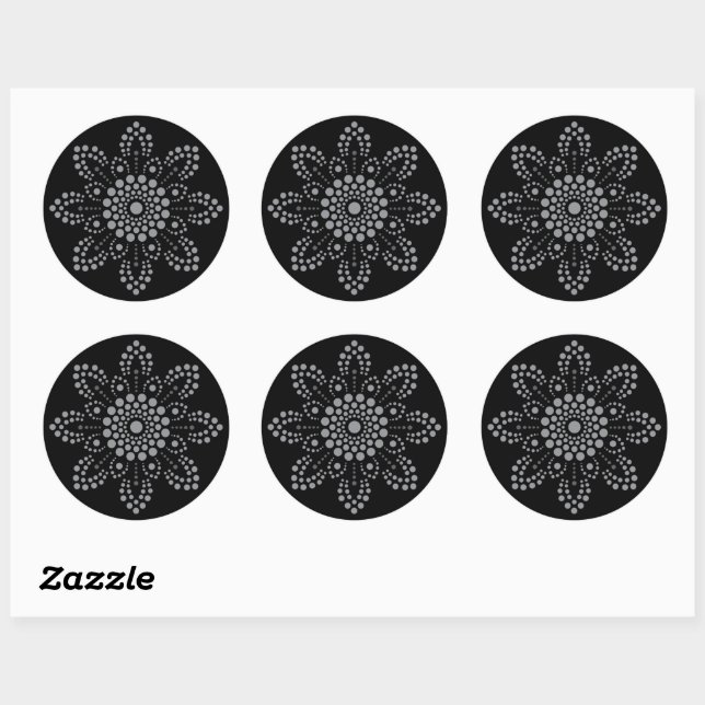 Grey Scale Floral Mandala Template  Classic Round Sticker (Sheet)