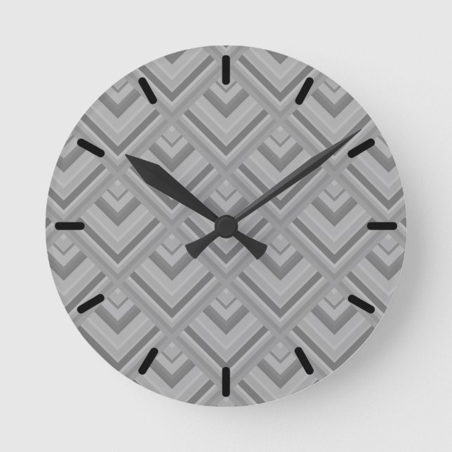 Grey scale pattern round clock (Front)