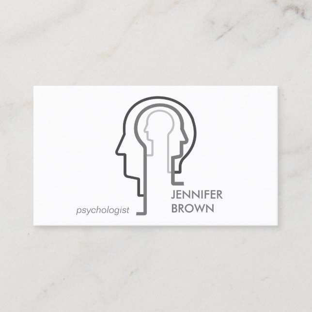 Grey Scheme Mind Science Human Head Business Card (Front)