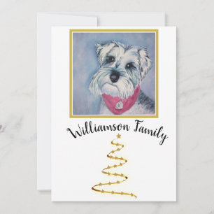 Grey Schnauzer Puppy Merry Holiday Card