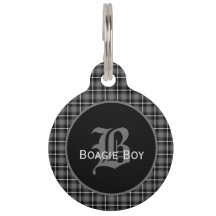 Grey Scottish Plaid Monogram Large