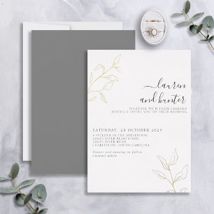 Grey Script Gold Botanical Wedding