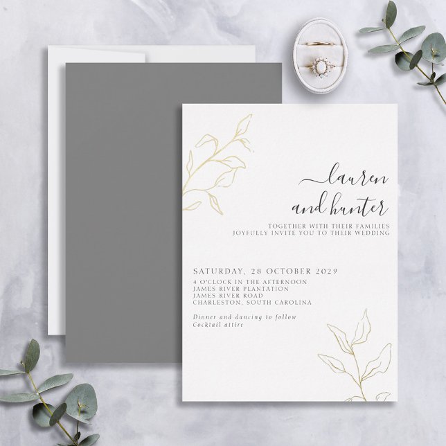 Grey Script Gold Botanical Wedding (Creator Uploaded)