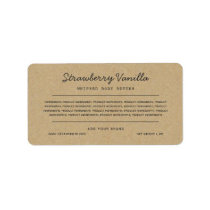 Grey Script Lines Ingredients List Kraft Label