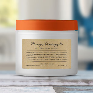 Grey Script Lines Ingredients List Kraft Label