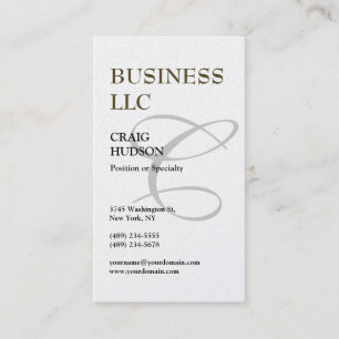 Grey Script Monogram Calligraphy Business Card
