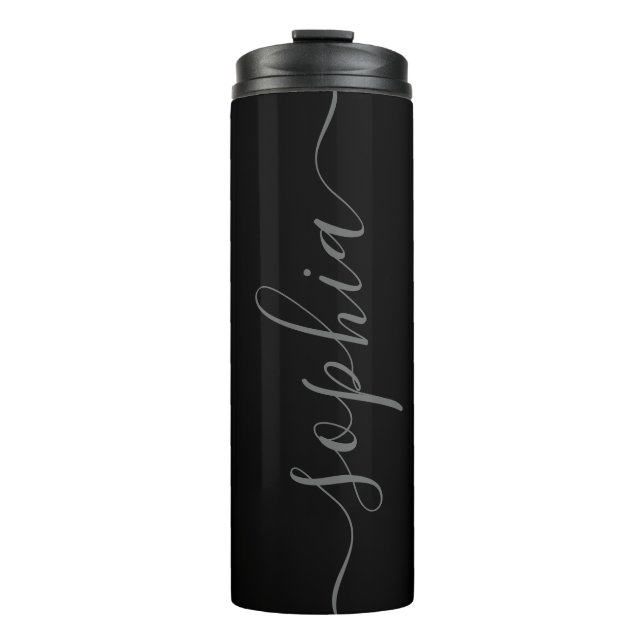 Grey Script Personalizable Name Thermal Tumbler (Front)