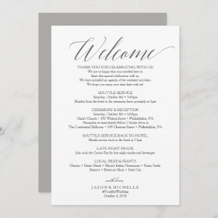 Grey Script Wedding Itinerary Welcome Letter Invitation