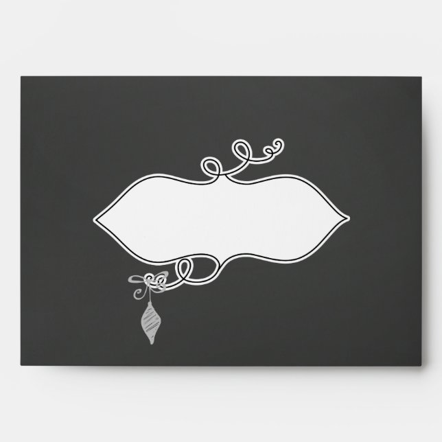 Grey Scrolls Chalkboard Christmas Holiday Envelope (Front)