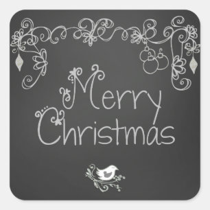 Grey Scrolls Chalkboard Holiday Star Stickers