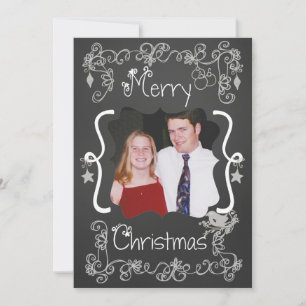 Grey Scrolls Customised Photo Holiday Card