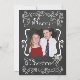 Grey Scrolls Customised Photo Holiday Card
