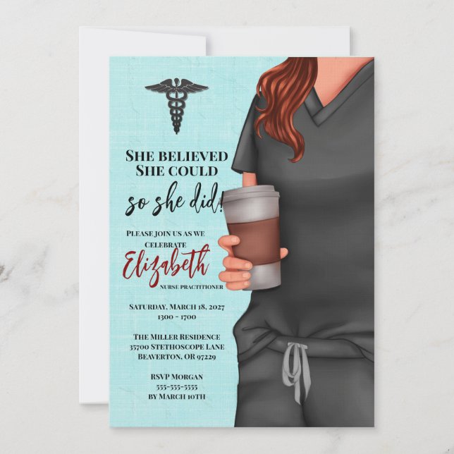 Grey Scrubs Nursing School Graduation Invitation (Front)