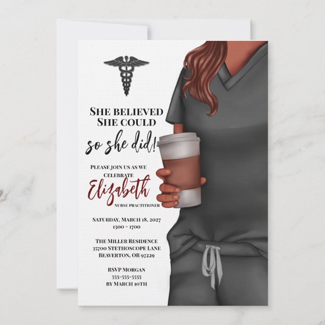 Grey Scrubs Nursing School Graduation Invitation (Front)