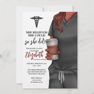 Grey Scrubs Nursing School Graduation Invitation