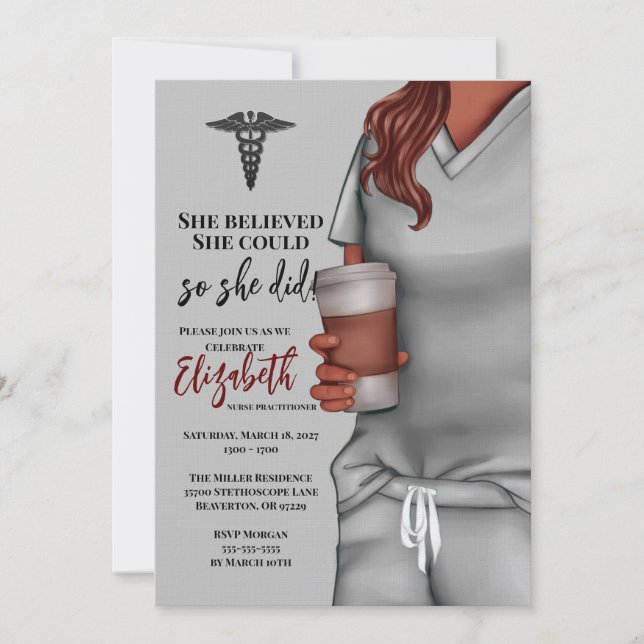 Grey Scrubs Nursing School Graduation Invitation (Front)