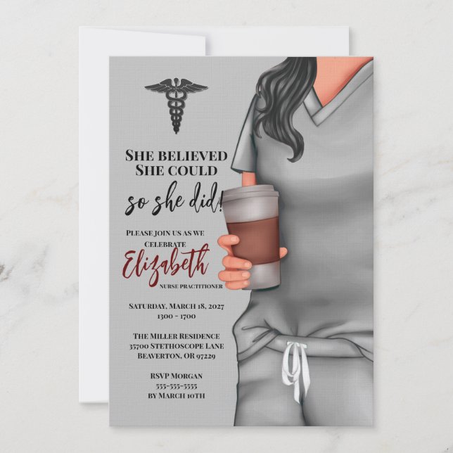 Grey Scrubs Nursing School Graduation Invitation (Front)