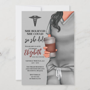 Grey Scrubs Nursing School Graduation Invitation