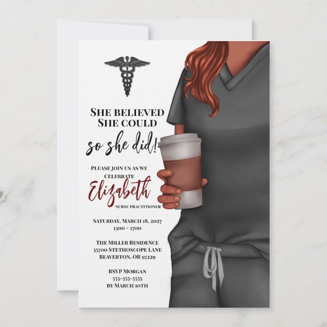 Grey Scrubs Nursing School Graduation Invitation (Front)